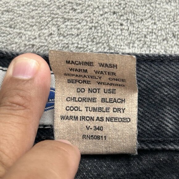 Anchor Blue Baggy Jeans 28x31 Faded Black Loose Wide Leg Skater Grunge Y2K Fades - Picture 9 of 13